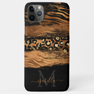 Fun Modern Copper Glitter Script Monogrammed iPhone 11 Pro Max Case