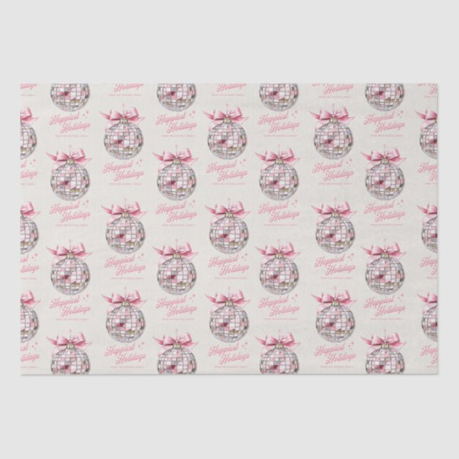 Fun Modern Disco Ball Ornament Happiest Holidays Tissue Paper (Front)