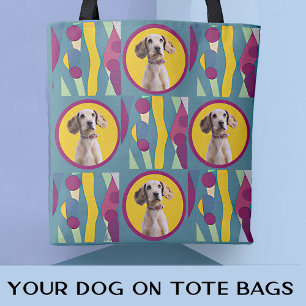 Fun Modern Dog Mom Photo Modern Abstract Pattern Tote Bag
