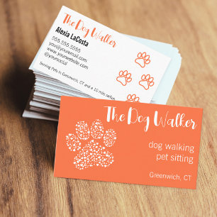 Fun Modern Dog Walker Pet Sitter Bright  Business Card