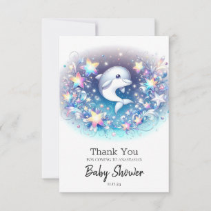 Fun Modern Dolphin Baby Shower Thank You Card