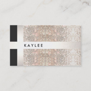 Fun Modern Faux Silver Stripes on Sequins Business Card