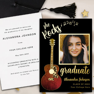 Fun Modern Graduate Photo Script Black and Gold