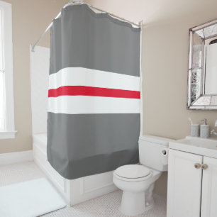 Fun Modern Grey Bright Red White Racing Stripes