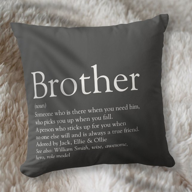 Fun Modern Grey Cool Best Brother Ever Definition  Throw Pillow (Fun Modern Gray Cool Best Brother Ever Definition Throw Pillow)
