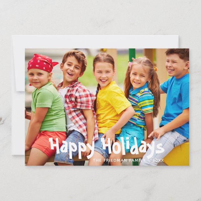 Fun Modern Happy Holidays Personalized Photo (Front)