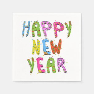 Fun Modern Happy New Year Holidays Napkin