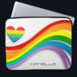 Fun Modern LGBT Pride Rainbow Personalized Name Laptop Sleeve<br><div class="desc">This modern design features a colourful rainbow heart and wave of rainbow papers strips. Your personalized name is below. Personalize by editing the text in the text box provided. #lgbt #pride #lesbian #gay #personalized #personalizegifts #lgbtgifts #heart #love #loveislove #equality #transgender #electronics #gift #gifts #laptopsleeves #officesupplies #schoolsupplies #laptopcases #computer</div>