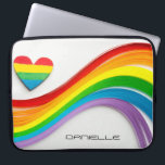 Fun Modern LGBT Pride Rainbow Personalized Name Laptop Sleeve<br><div class="desc">This modern design features a colourful rainbow heart and wave of rainbow papers strips. Your personalized name is below. Personalize by editing the text in the text box provided. #lgbt #pride #lesbian #gay #personalized #personalizegifts #lgbtgifts #heart #love #loveislove #equality #transgender #electronics #gift #gifts #laptopsleeves #officesupplies #schoolsupplies #laptopcases #computer</div>