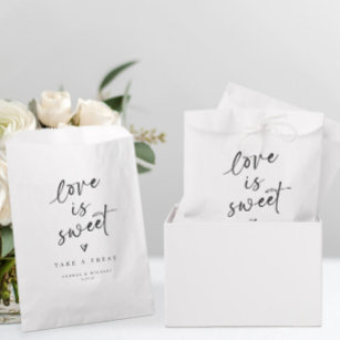 Fun Modern Love is Sweet Handwriting Heart Wedding Favour Bag