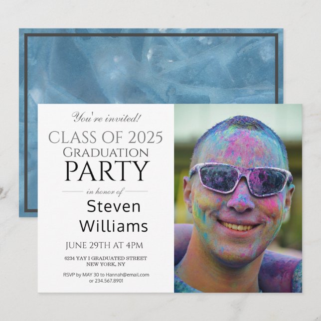 FUN MODERN MALE 2025 GRADUATION PARTY INVITATION (Front/Back)