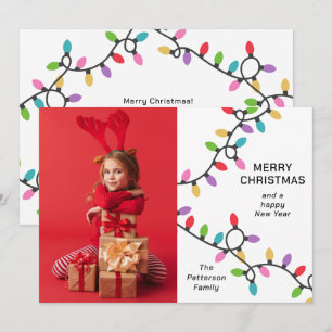 Fun Modern Merry Christmas Festive Lights Photo Holiday Card