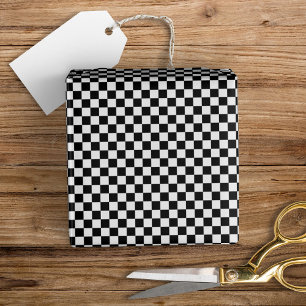 Fun Modern Mini Chequered Black + White Wrapping Paper
