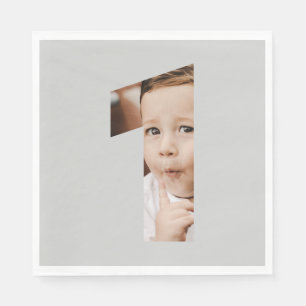 Fun Modern Minimal Photo First Year 1st Birthday Napkin