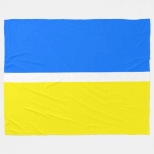 Fun Modern Nautical Blue Bright Yellow Colour Bloc Fleece Blanket