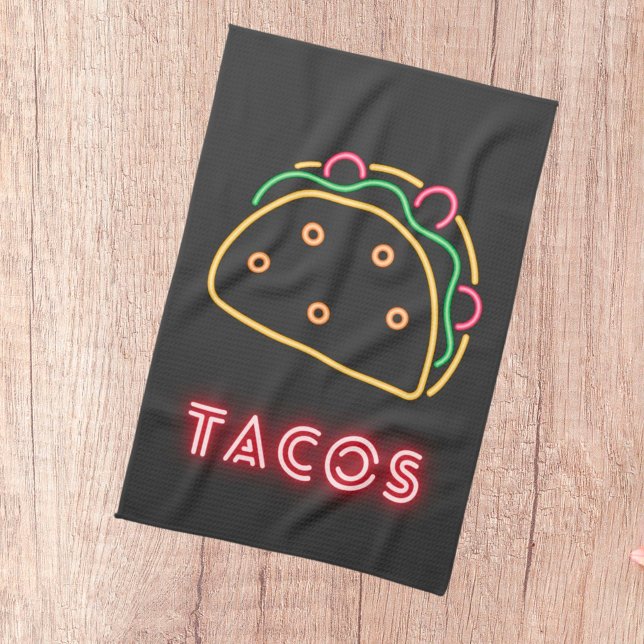 Fun Modern Neon Tacos Symbol   Kitchen Towel (Creator Uploaded)