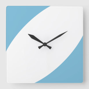 Fun Modern Ocean Blue White Geometric Curves Square Wall Clock