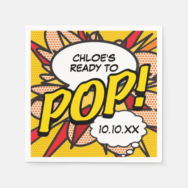 Fun Modern Ready to POP Baby Shower Napkin (Front)