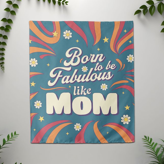 Fun Modern Retro Psychedelic Mom Quote Typography Tapestry (Creator Uploaded)