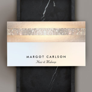 Fun Modern Silver Sequin Gold Beauty Salon Business Card