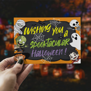 Fun Modern Spooktacular Cartoon Halloween Postcard