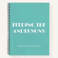 Fun Modern Turquoise Family Recipe Book