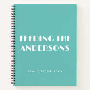 Fun Modern Turquoise Family Recipe Book
