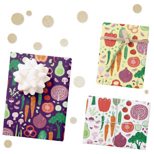 Fun Modern Vegetable Pattern Wrapping Paper Sheet