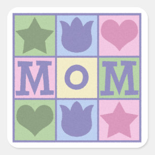 Fun Mom Quilt Squares Mother's Day Square Sticker