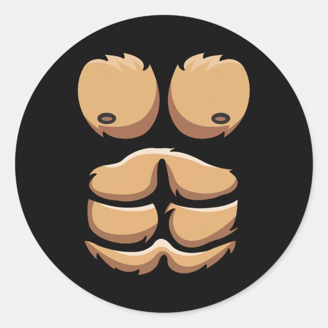 Fun Monkey Gorilla Chest Costume Halloween  Classic Round Sticker (Front)