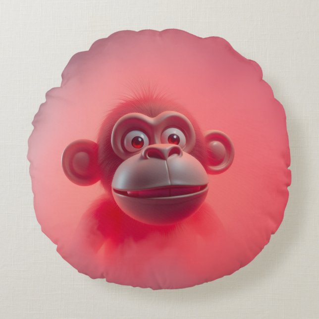 Fun Monkey Round Pillow (Front)