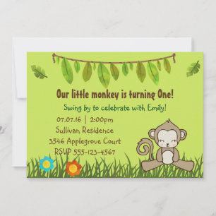 Fun Monkey Safari Design Invitation d'anniversaire