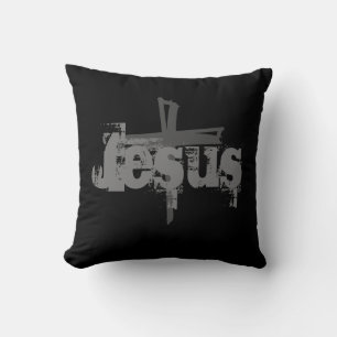 fun monochromatic JESUS CROSS   Throw Pillow