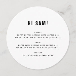 Fun Monochrome Guest Name Place Card Wedding Menu
