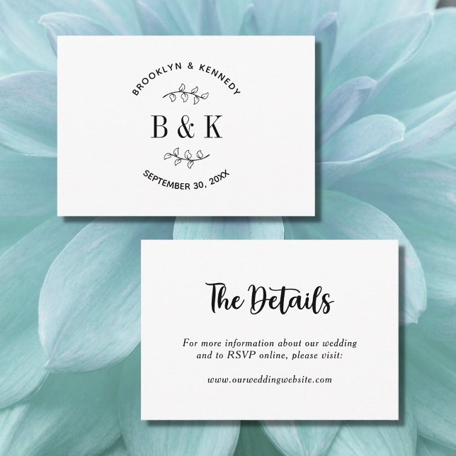 Fun Monogram Floral Botanical Wedding Couple Name Enclosure Card (Creator Uploaded)