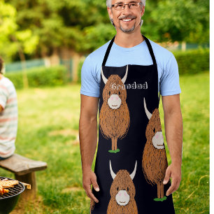 Fun Monogram Scottish Highland Cow  Apron
