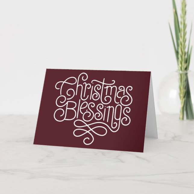 Fun monoline Christmas Blessings script  Card (Front)