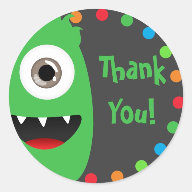 Fun Monster Thank You Stickers (Front)