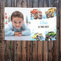 Fun Monster Truck Photo 2nd Birthday Pool Party