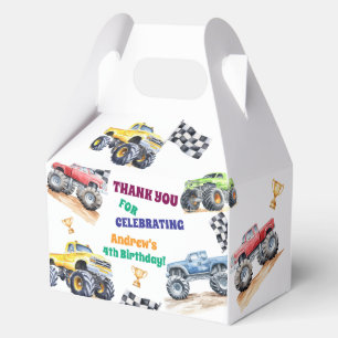 Fun Monster Trucks Birthday Party Favor Box