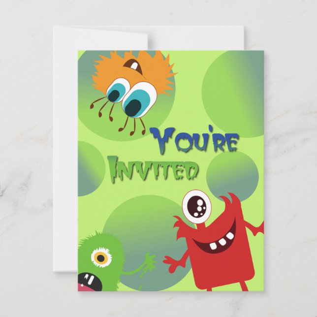 Fun Monsters Birthday Party Invitation Template (Front)