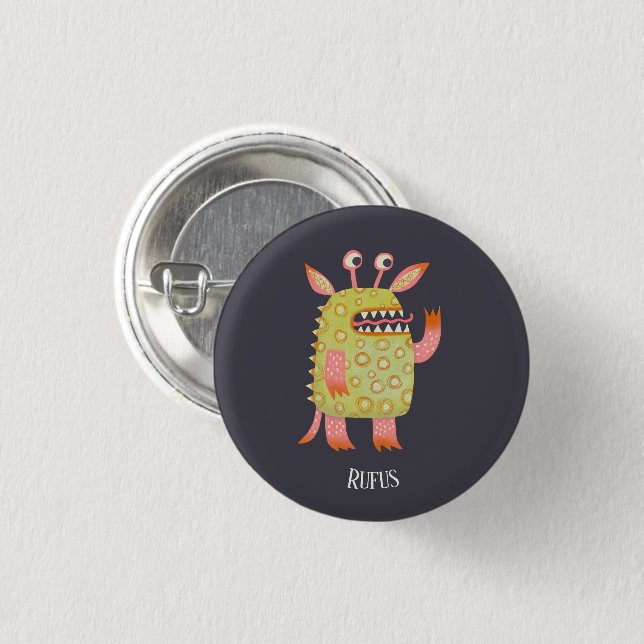Fun Monsters Personalized 1 Inch Round Button (Front & Back)