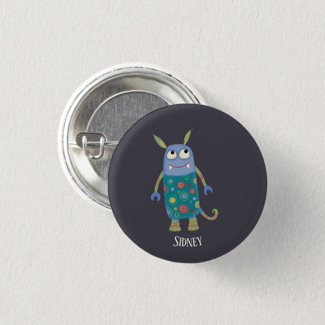 Fun Monsters Personalized 1 Inch Round Button (Front & Back)