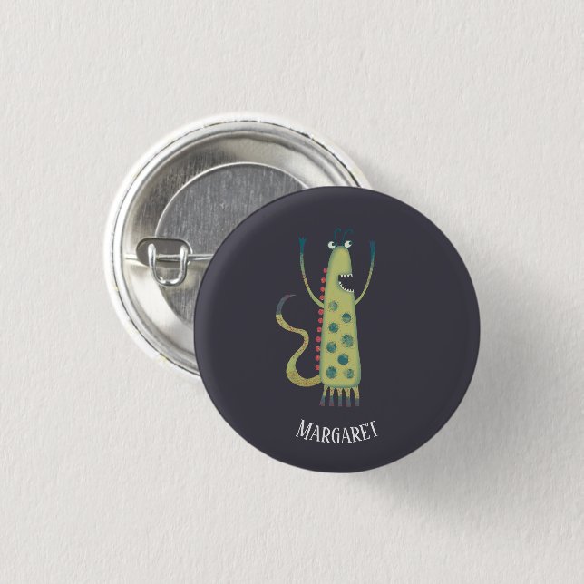 Fun Monsters Personalized 1 Inch Round Button (Front & Back)