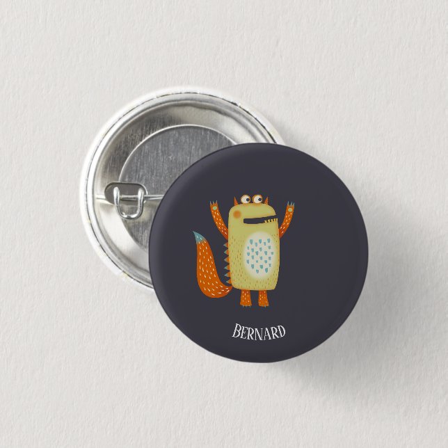 Fun Monsters Personalized 1 Inch Round Button (Front & Back)