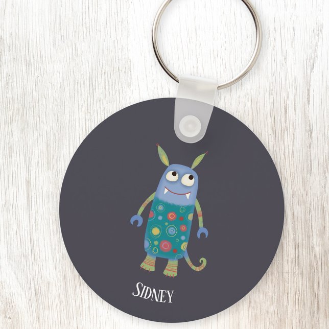 Fun Monsters Personalized Keychain (Personalized name cute monster keyring)