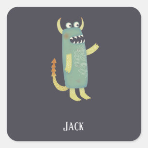 Fun Monsters Personalized Square Sticker