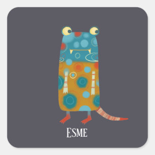Fun Monsters Personalized Square Sticker