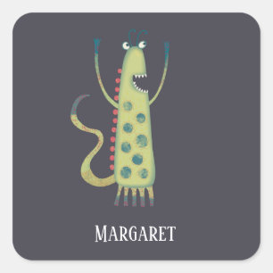 Fun Monsters Personalized Square Sticker