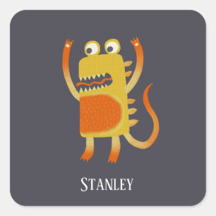 Fun Monsters Personalized Square Sticker